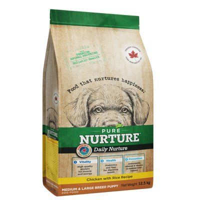 Pure Nurture Daily Power of 3 Chicken with Rice Puppies Medium & Large Breed, для цуценят середніх та великих порід з куркою та рисом, 12,5кг, 12,5 кг, Корм сухий, Цуценята, Основний корм, Курка, Холістік