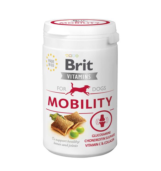 Вітаміни для собак Brit Vitamins Mobility для суглобів, 150 г, Вітаміни та добавки, Дорослі, Для суглобів, Лосось, Супер преміум, 654грн