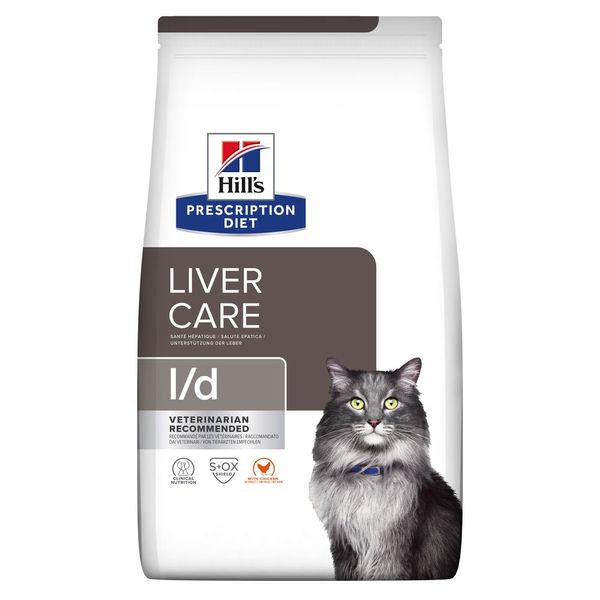 Сухой корм для кошек Hill’s Prescription Diet l/d поддержане функции печени - курица, 1.5 кг, Корм сухой, Взрослые, При заболеваниях печени, Курица, Супер премиум, 1027грн