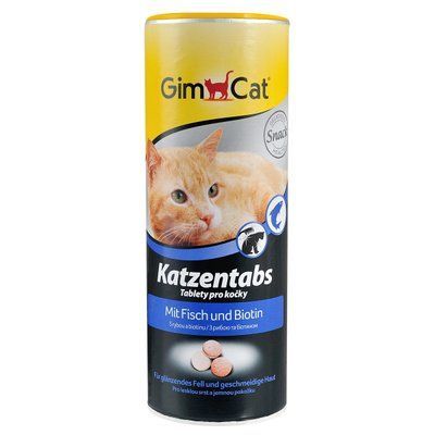 Ласощі для котів GimCat Katzentabs Fish & Biotin 425 г (для шкіри та шерсті), 425 г, Ласощі, всі стадії життя, Для здоров'я шкіри та шерсті, Супер преміум, 170грн