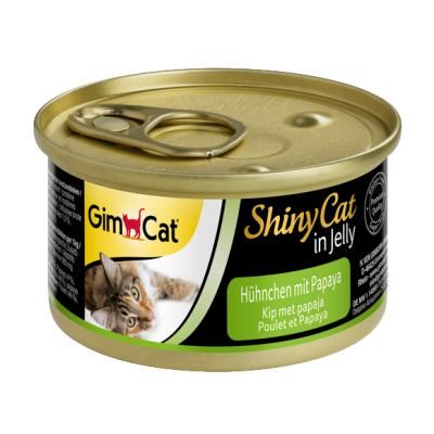 Вологий корм для котів GimCat Shiny Cat 70 г (курка та папайа), 70 г, Корм вологий, Дорослі, Основний корм, Курка, Супер преміум, 64грн