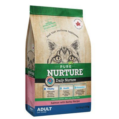 Pure Nurture Daily Power of 3 Salmon with Barley Adults Cats. для дорослих котів з лососем та ячменем, 8кг, 8 кг, Корм сухий, Дорослі, Основний корм, Лосось, Холістік
