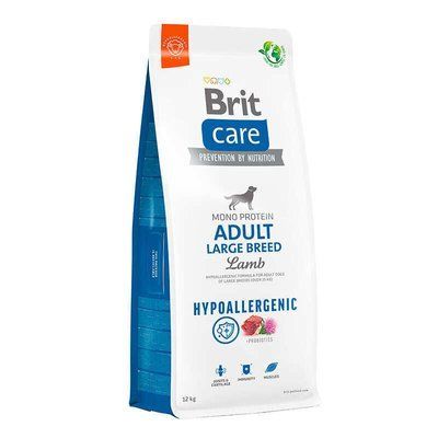 Сухий корм для собак великих порід Brit Care Dog Hypoallergenic Adult Large Breed (ягня), 12 кг, Корм сухий, Дорослі, Основний корм, Ягня, Супер преміум, 859грн