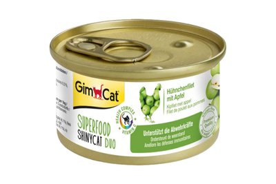 Влажный корм для кошек GimCat Superfood 70 г (курица и яблоко), 70 г, Корм влажный, Взрослые, Основной корм, Курица, Супер премиум, 75грн