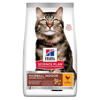 Сухий корм для котів Hill's SP Feline Mature Adult 7+ Hairball Indoor-курка, 1.5 кг, Корм сухий, Літні, Для виведення вовняних грудочок, Курка, Супер преміум