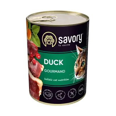 Влажный корм для кошек Savory Cat Gourmand Duck (утка), 100 г, Корм влажный, Взрослые, Основной корм, Утка, Холистик, 43грн