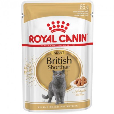 Вологий корм для дорослих котів породи британська короткошерста Royal Canin British Shorthair Adult (домашня птиця), 85 г, Корм вологий, Дорослі, Основний корм, Домашня птиця, Супер преміум, 50грн