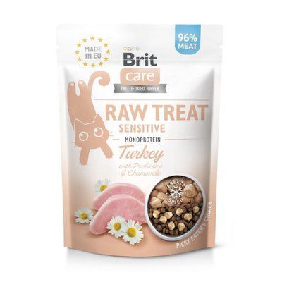 Ласощі для котів Brit Raw Treat Sensitive Freeze-dried з індичкою, 40 г, 40 г, Ласощі, З чутливим травленням, Індичка, 59грн