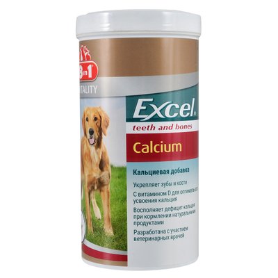 Кальцій для собак 8in1 Excel «Calcium» (для зубів та кісток), 155 табл, Вітаміни та добавки, всі стадії життя, Для здоров'я зубів і кісток, 300грн