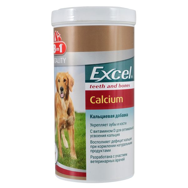 Кальцій для собак 8in1 Excel «Calcium» (для зубів та кісток), 155 табл, Вітаміни та добавки, всі стадії життя, Для здоров'я зубів і кісток, 298грн