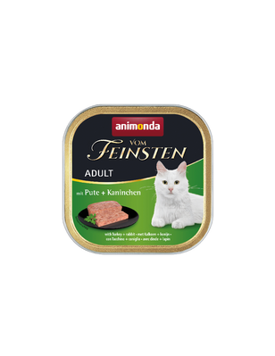 Вологий корм для котів Animonda Vom Feinsten Adult with Turkey + Rabbit | 100 г (індичка та кролик), 100 г, Корм вологий, Дорослі, Основний корм, Індичка, Супер преміум, 43грн