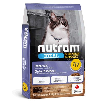 Nutram Ideal Indoor I17 Холистик корм для кошек не покидающих помещение, 340 г, Корм сухой, Взрослые, Для домашних, Курица, Холистик, 214грн