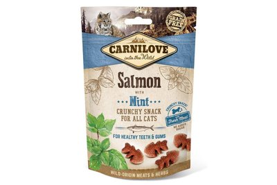 Ласощі для котів Carnilove Cat Crunchy Snack з лососем і м'ятою 50 г, 50 г, Ласощі, Дорослі, Для заохочення, Лосось, Холістік, 97грн