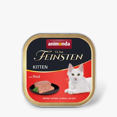 Вологий корм Animonda Vom Feinsten Kitten with Beef для кошенят | 100 г (яловичина), 100 г, Корм вологий, Кошенята, Основний корм, Яловичина, Супер преміум, 52грн