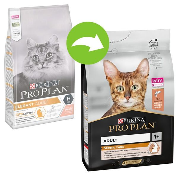 Сухий корм для котів, шерсть яких вимагає додаткового догляду Pro Plan Elegant Adult Salmon 1,5 кг (лосось), 1.5 кг, Корм сухий, Дорослі, Для здоров'я шкіри та шерсті, Лосось, Супер преміум, 425грн