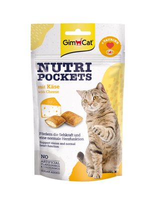 Витаминные лакомства для кошек GimCat Nutri Pockets Сыр + Таурин 60 г (для глаз и сердца), 60 г, Лакомства, Взрослые, Для обогащения витаминами, Сыр, Супер премиум, 98грн, BRIT