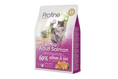 Сухий корм для довгошерстих котів Profine Cat Derma з лососем, 300 г, Корм сухий, Дорослі, Для здоров'я шкіри та шерсті, Лосось, Супер преміум, 29грн