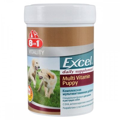 Вітаміни для цуценят та молодих собак 8in1 Excel «Multi Vitamin Puppy» , 100 табл(мультивітамін), 100 табл, Вітаміни та добавки, Цуценята, Для росту і розвитку, 363грн
