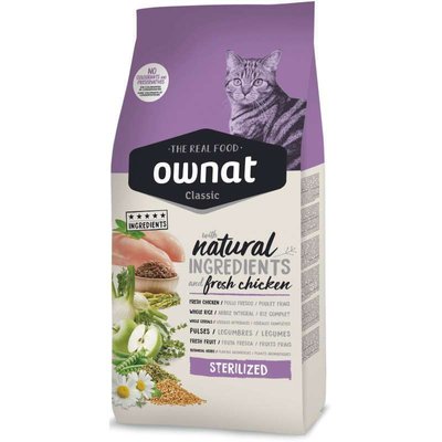 Сухой корм для стерилизованных котов Ownat Classic Cat Adult Sterilized - курица, 1.5 кг, Корм сухой, Взрослые, Для стерилизованных, Курица, Премиум, 433грн