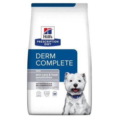 Сухий корм для собак Hill's Prescription Diet Canine Derm Complete Mini при харчовій алергії у дорослих собак малих та мініатюрних порід - з рисом та яйцем, 1 кг, Корм сухий, для дрібних порід, При харчової алергії, Яйце, Супер преміум, 748грн