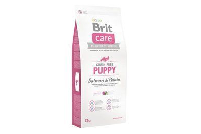 Сухой гипоаллергенный корм для щенков Brit Care GF Puppy Salmon & Potato с лососем и картофелем, 12 кг, Корм сухой, Щенок, Основной корм, Лосось, Супер премиум, 681грн
