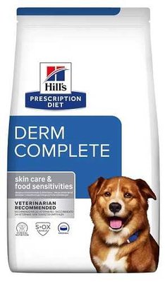 Сухой корм для собак Hill’s Prescription Diet Derm Complete при пищевой аллергии и атопическом дерматите, 4 кг, Корм сухой, Взрослые, При пищевой аллергии, Яйцо, Супер премиум, 2566грн