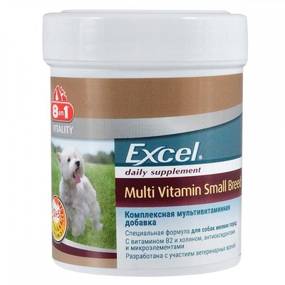 Вітаміни для собак дрібних порід 8in1 Excel «Multi Vitamin Small Breed» 70 шт (мультивітамін), 70 табл, Вітаміни та добавки, для дрібних порід, Для збагачення вітамінами, 413грн
