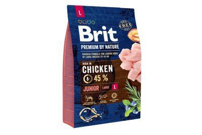 Сухий корм для цуценят і юніорів великих порід Brit Premium Dog Junior L з куркою, 3 кг, Корм сухий, Цуценята, Основний корм, Курка, Преміум, 155грн