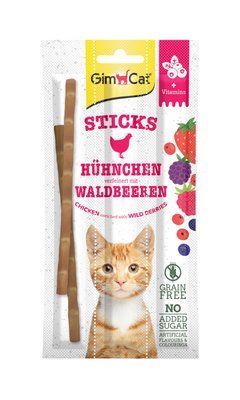 Ласощі для котів GimCat Superfood Duo-Sticks 3 шт. (курка), 3 шт, Ласощі, Дорослі, Для заохочення, Курка, Супер преміум, 17грн