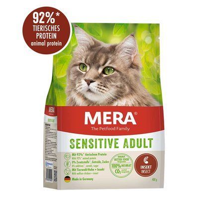 MERA Cats Sensitive Adult Insect корм для дорослих котів із чутливим травленням з протеїном комах, 400 г, Корм сухой, Взрослые, С чувствительным пищеварением, Насекомые